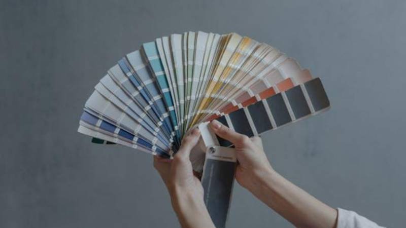 Person holding color samples